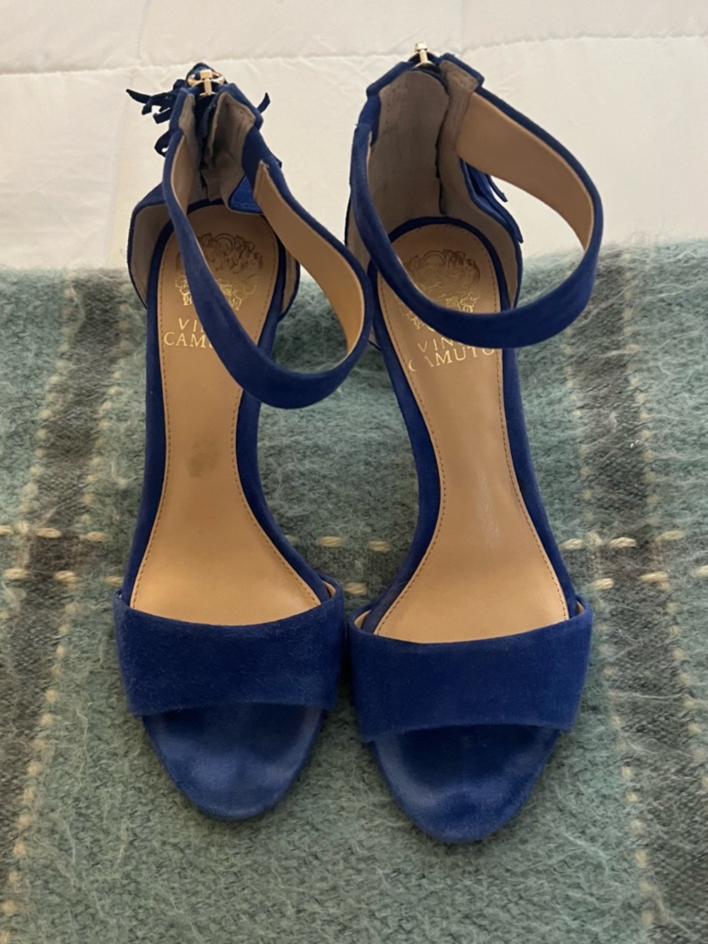 Vince Camuto Cobalt Blue Suede Ankle-Strap Heels